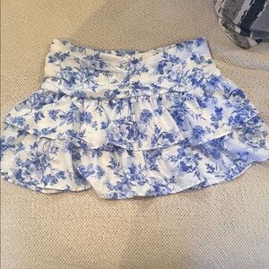 SHEIN Blue and White Floral Mini Skirt